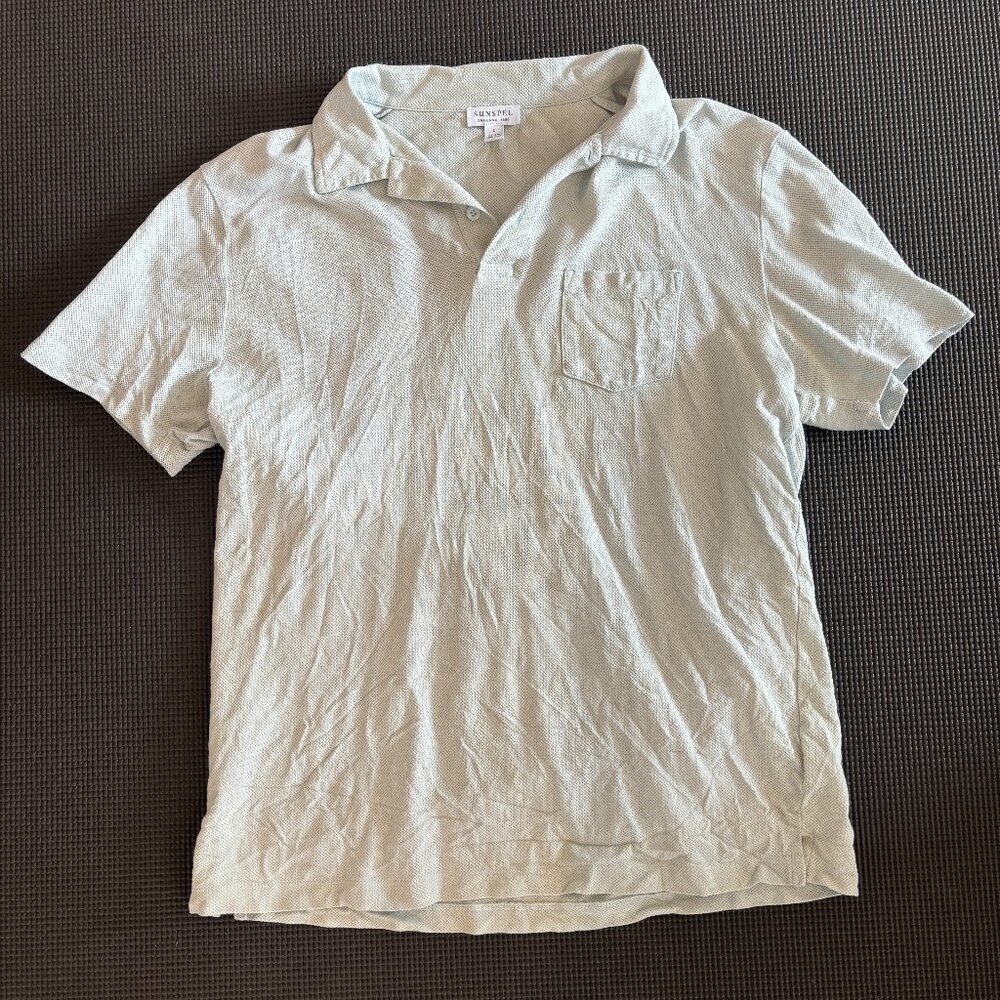 Sunspel Light Sage Green Polo Shirt